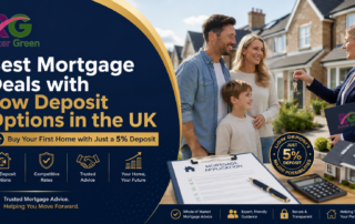British family receiving keys to their first home with low-deposit mortgage options in the UK.