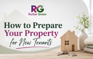 How to Prepare Your Property for New Tenants blog banner by Rutter Green with house keys and rental property illustration