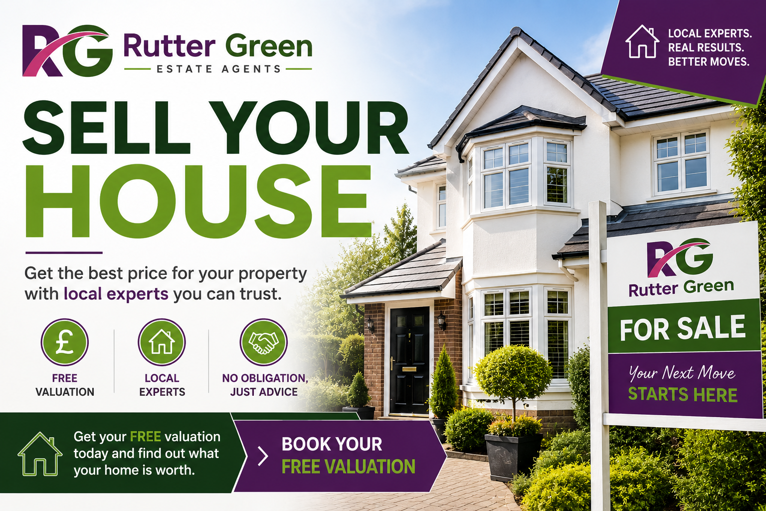Sell Your House with Rutter Green Estate Agents Rutter Green Estate Agents sell your house banner with free valuation